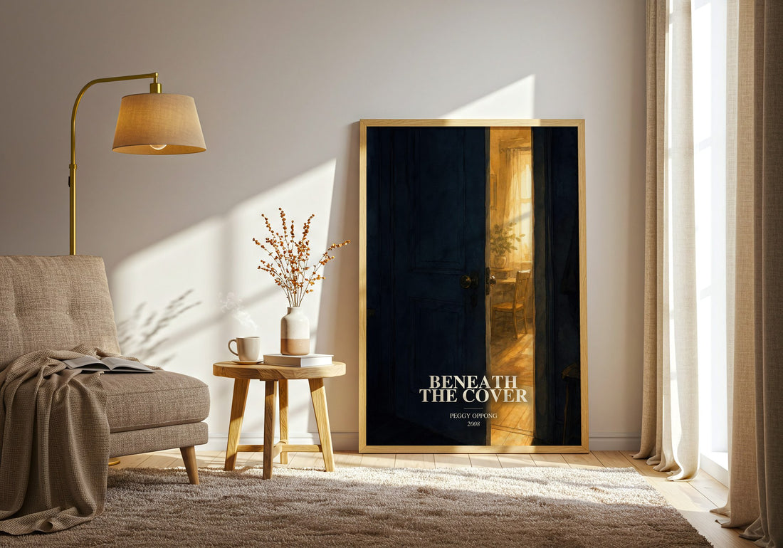 Beneath the cover watercolour print in frame leaning in hallway – contemporary fiction wall art