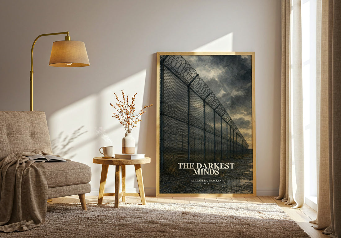 The Darkest Minds watercolour print in frame leaning in hallway – dystopian wall art