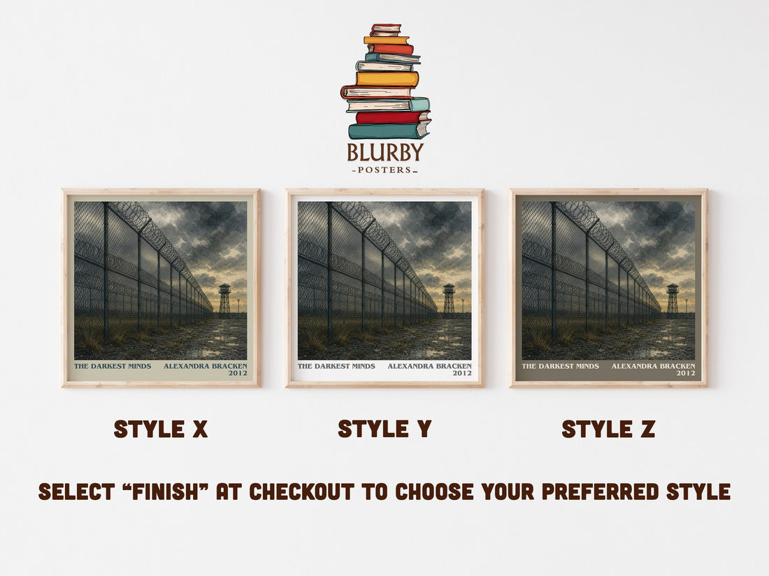 The Darkest Minds literary print in frame leaning in hallway – dystopian wall art (mockup)