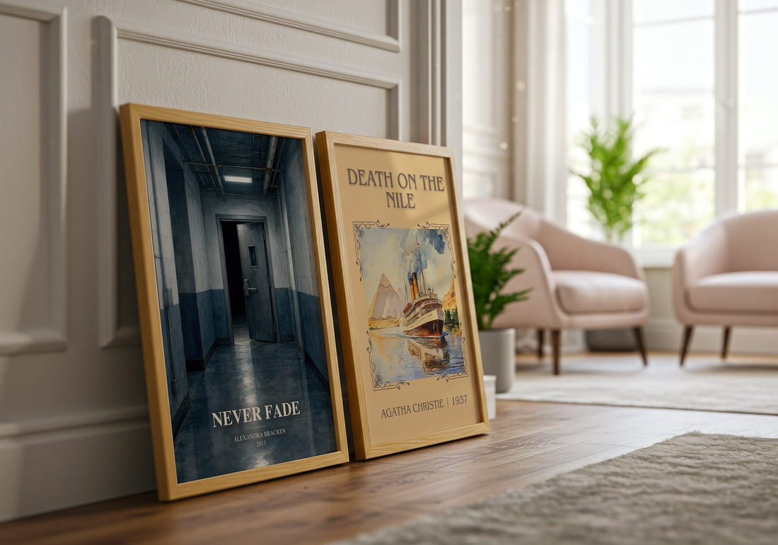 Never fade watercolour print framed by window – literary home decor