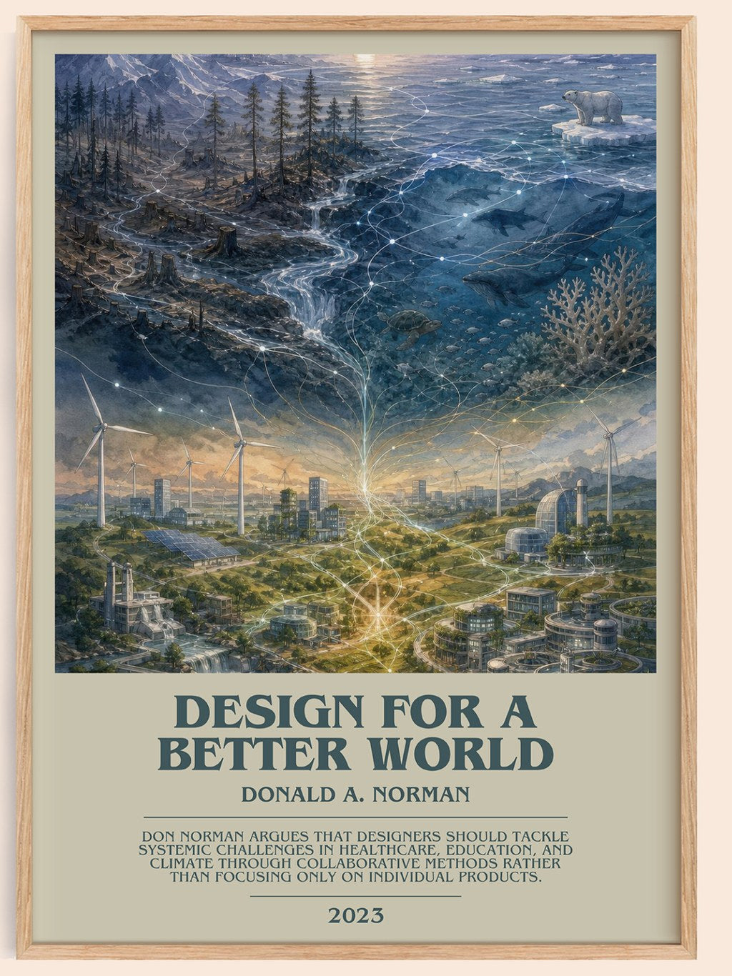 Design for a Better World bookish book poster by Donald A. Norman – framed literary art print