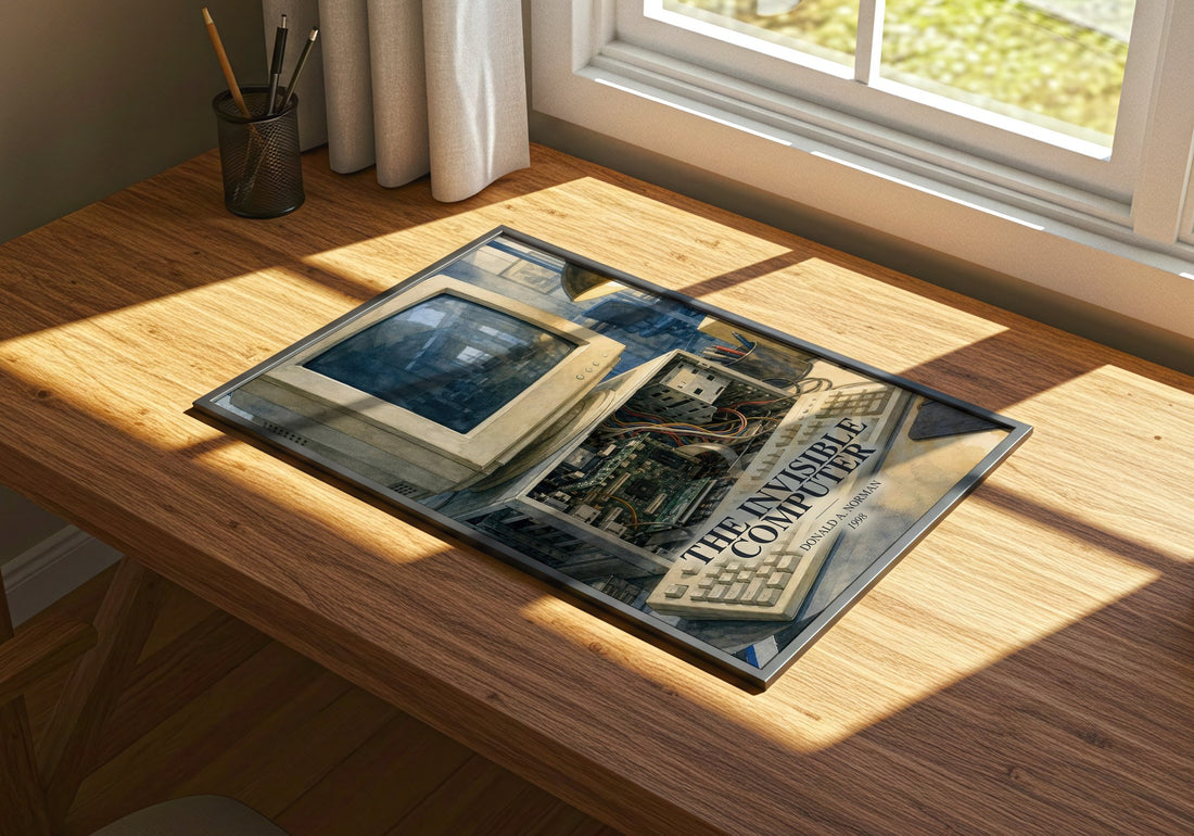 The invisible computer watercolour book poster framed on wall – non fiction wall art