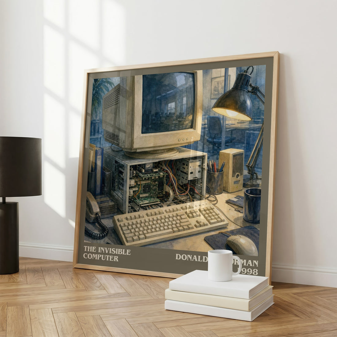 The invisible computer Literary Art Print by Donald A. Norman – large square framed print leaning against a wall