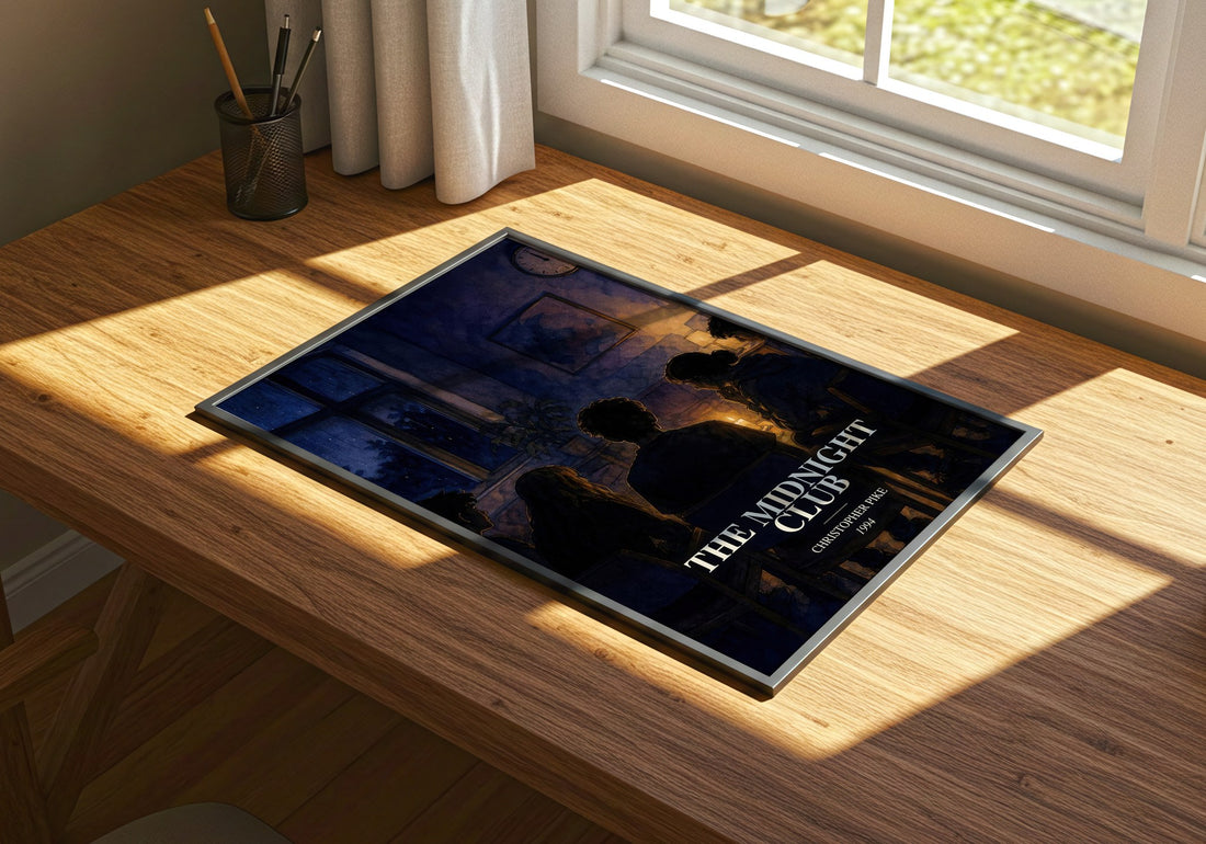 The Midnight Club watercolour book poster framed on wall – young adult wall art