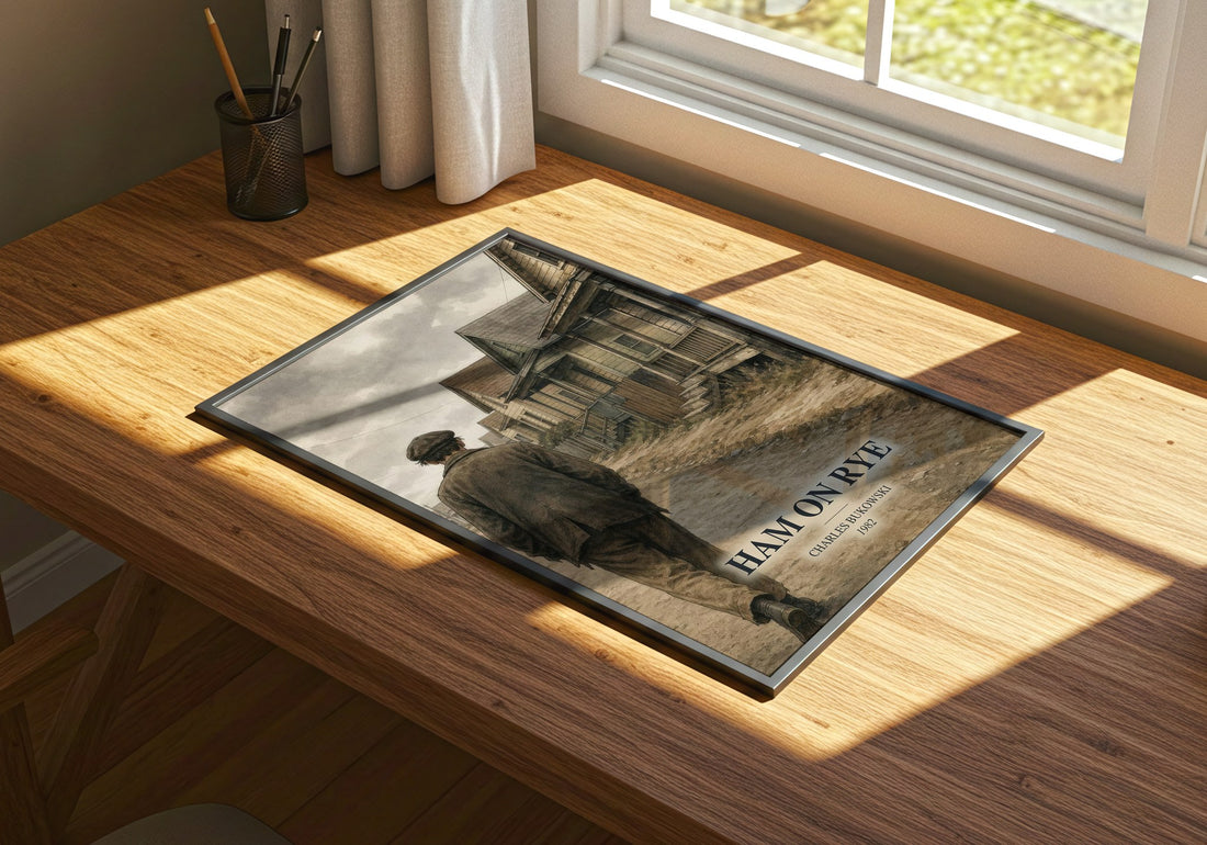 Ham on Rye watercolour book poster framed on wall – literary fiction wall art