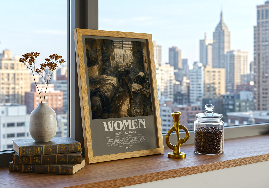 Women bookish print framed by window – literary home decor