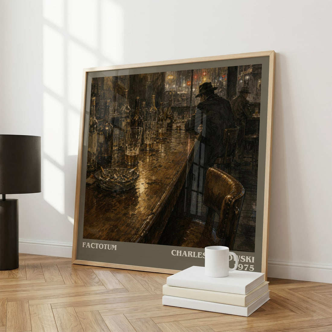 Factotum literary print framed by window – literary home decor