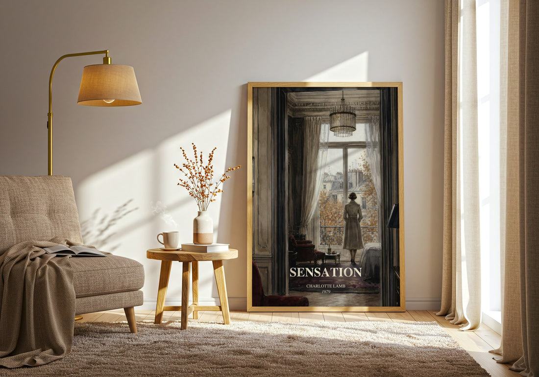 Sensation watercolour print in frame leaning in hallway – romance wall art