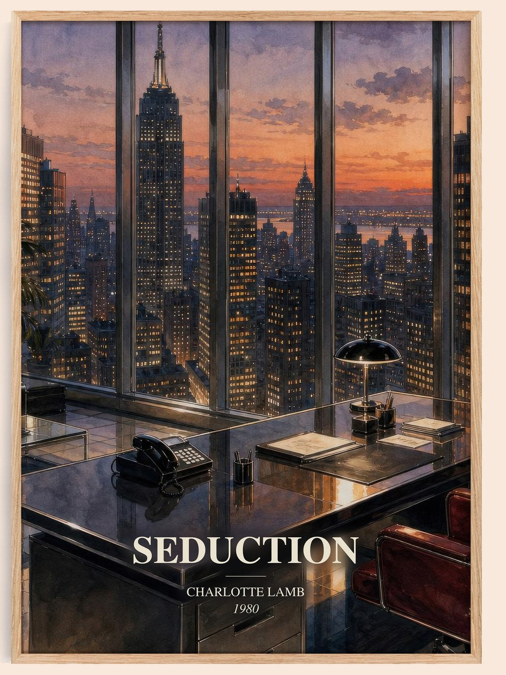 Seduction watercolour book poster by Charlotte Lamb – framed literary art print