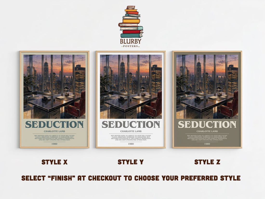 Seduction bookish print in frame leaning in hallway – romance wall art (mockup)