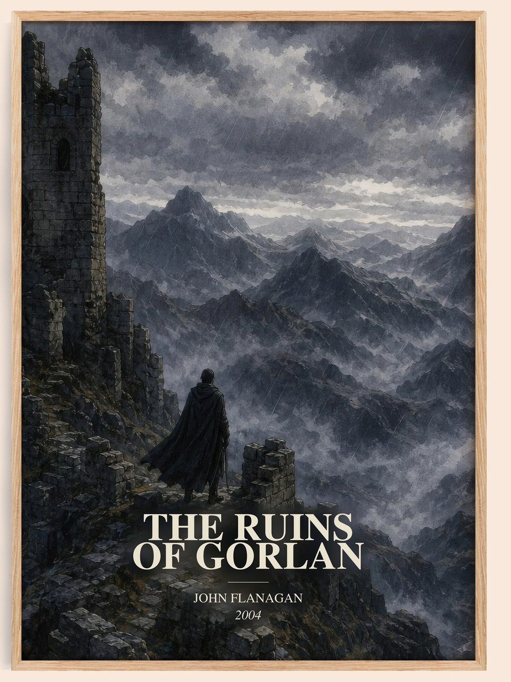 The Ruins of Gorlan watercolour book poster by John Flanagan – framed literary art print