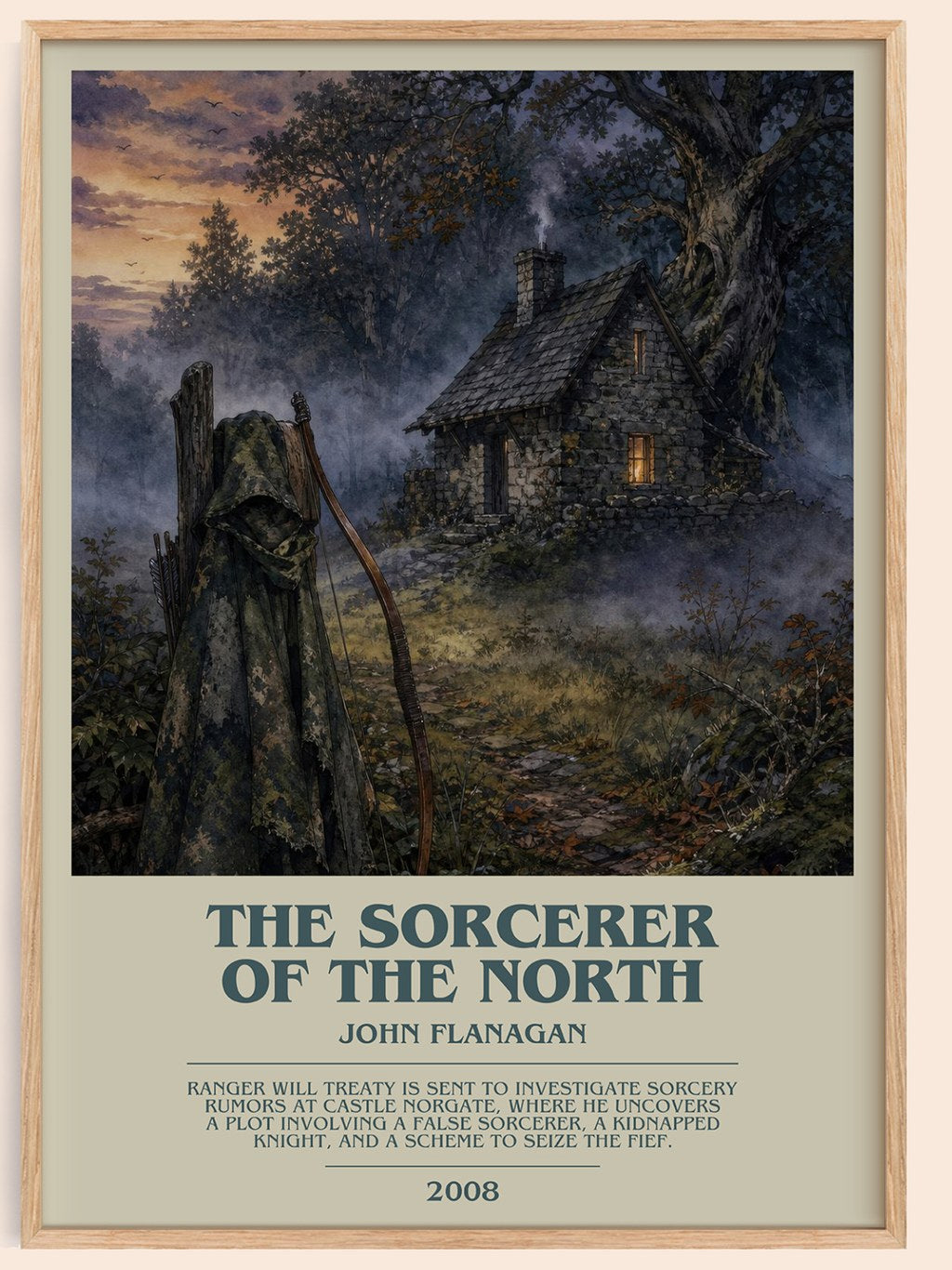 The Sorcerer of the North bookish book poster by John Flanagan – framed literary art print