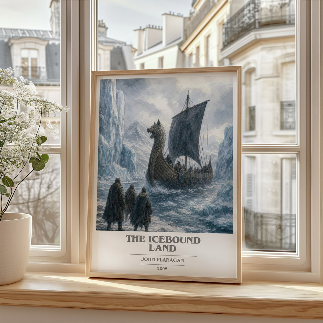 The Icebound Land book cover poster colour and style options – John Flanagan book art