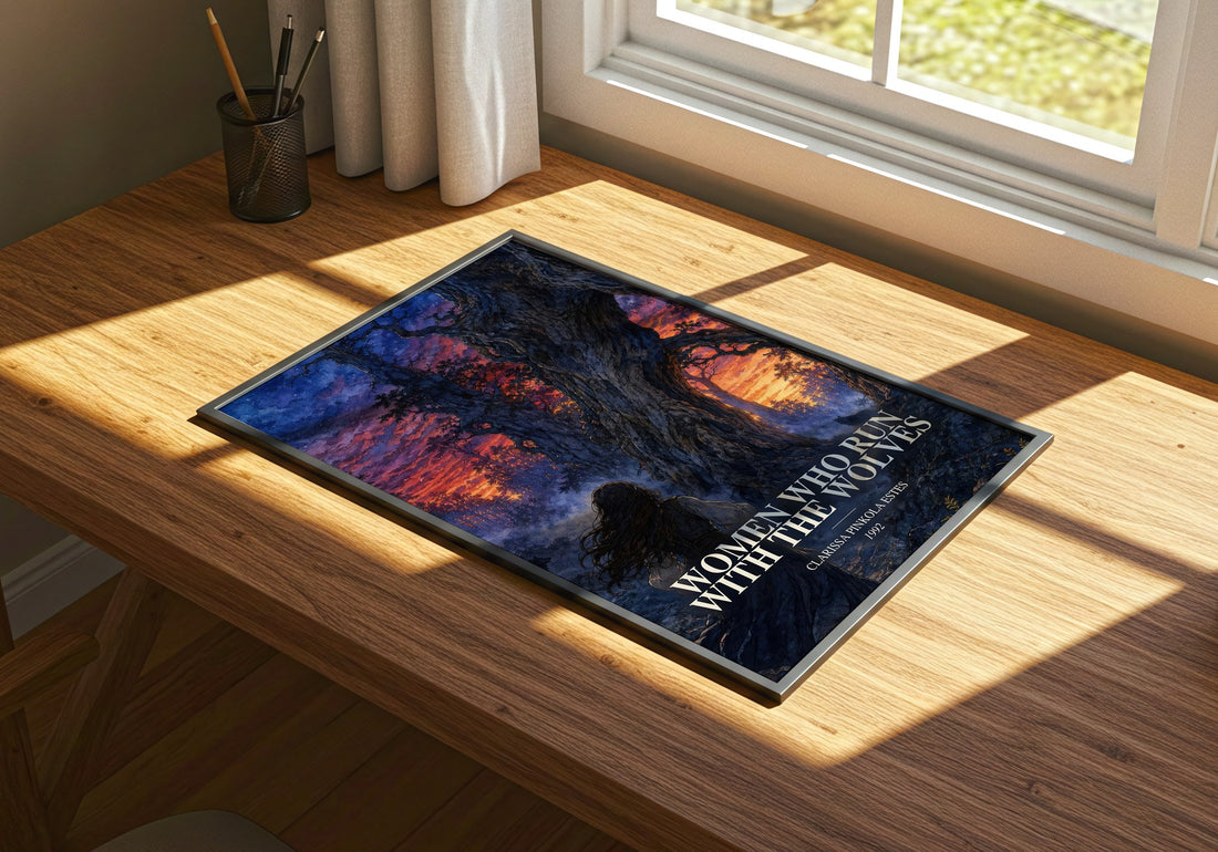 Women Who Run with the Wolves watercolour book poster framed on wall – non fiction wall art