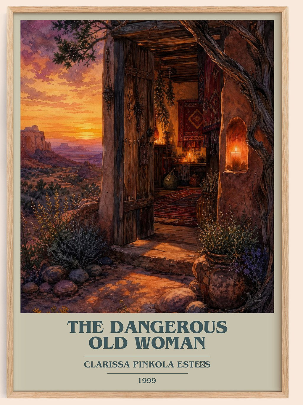 The Dangerous Old Woman book cover book poster by Clarissa Pinkola Estés – framed literary art print