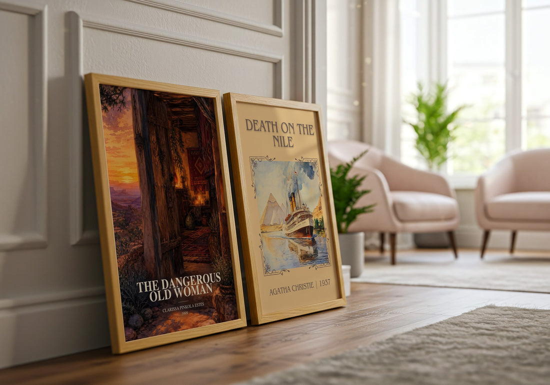 The Dangerous Old Woman watercolour print framed by window – literary home decor