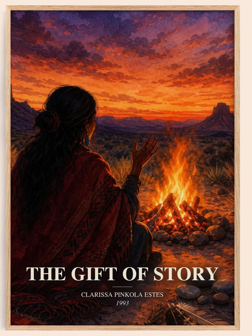 The gift of story watercolour book poster by Clarissa Pinkola Estés – framed literary art print