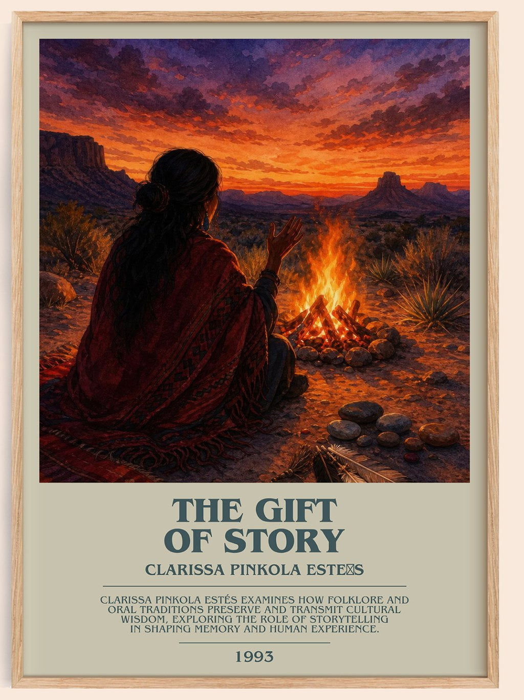 The gift of story bookish book poster by Clarissa Pinkola Estés – framed literary art print