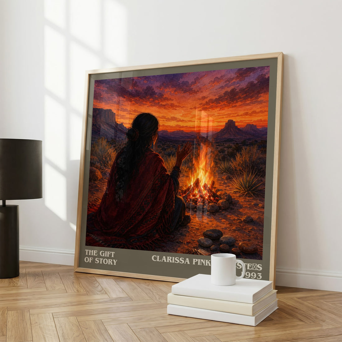The gift of story literary print framed by window – literary home decor