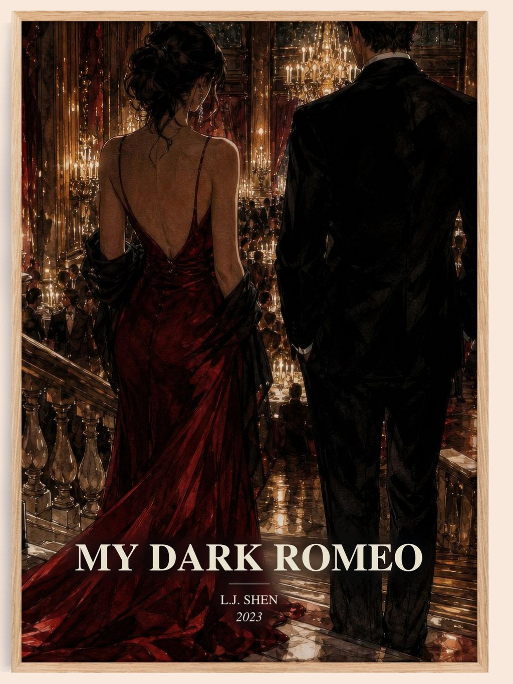 My Dark Romeo watercolour book poster by L.J. Shen – framed literary art print