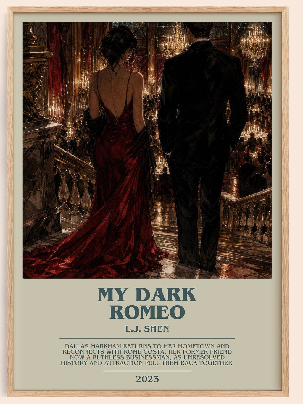 My Dark Romeo bookish book poster by L.J. Shen – framed literary art print