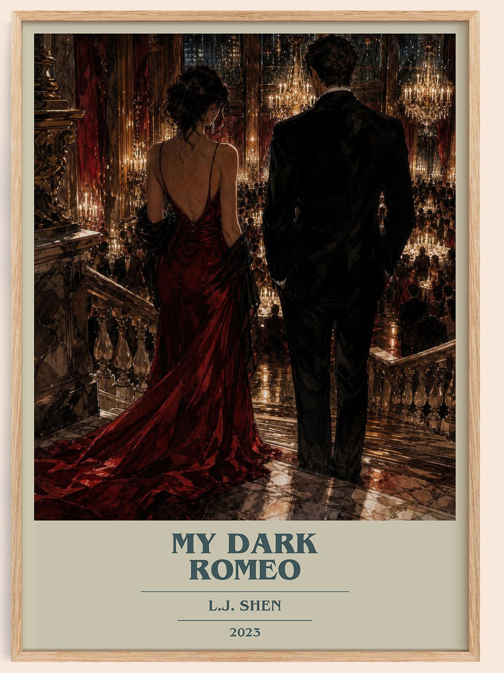 My Dark Romeo book cover book poster by L.J. Shen – framed literary art print