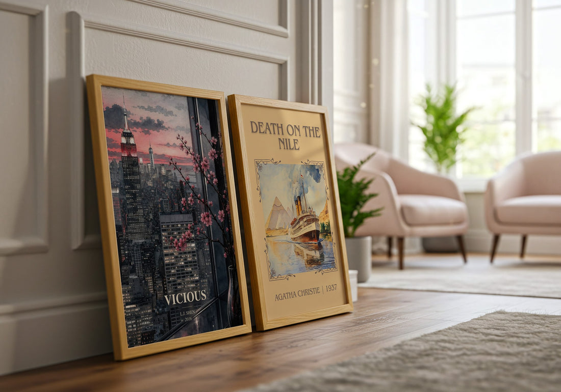 Vicious watercolour print framed by window – literary home decor
