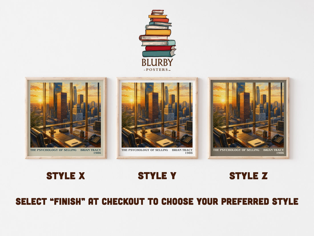 The Psychology of Selling literary print in frame leaning in hallway – non fiction wall art (mockup)