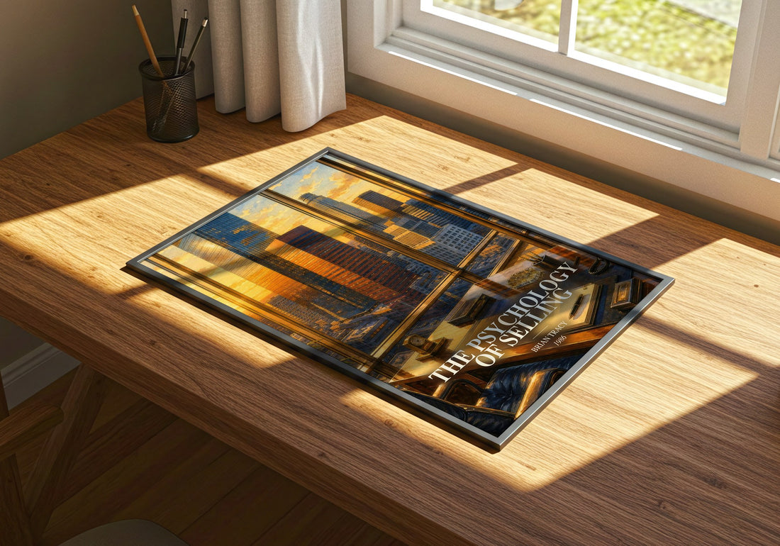 The Psychology of Selling watercolour book poster framed on wall – non fiction wall art