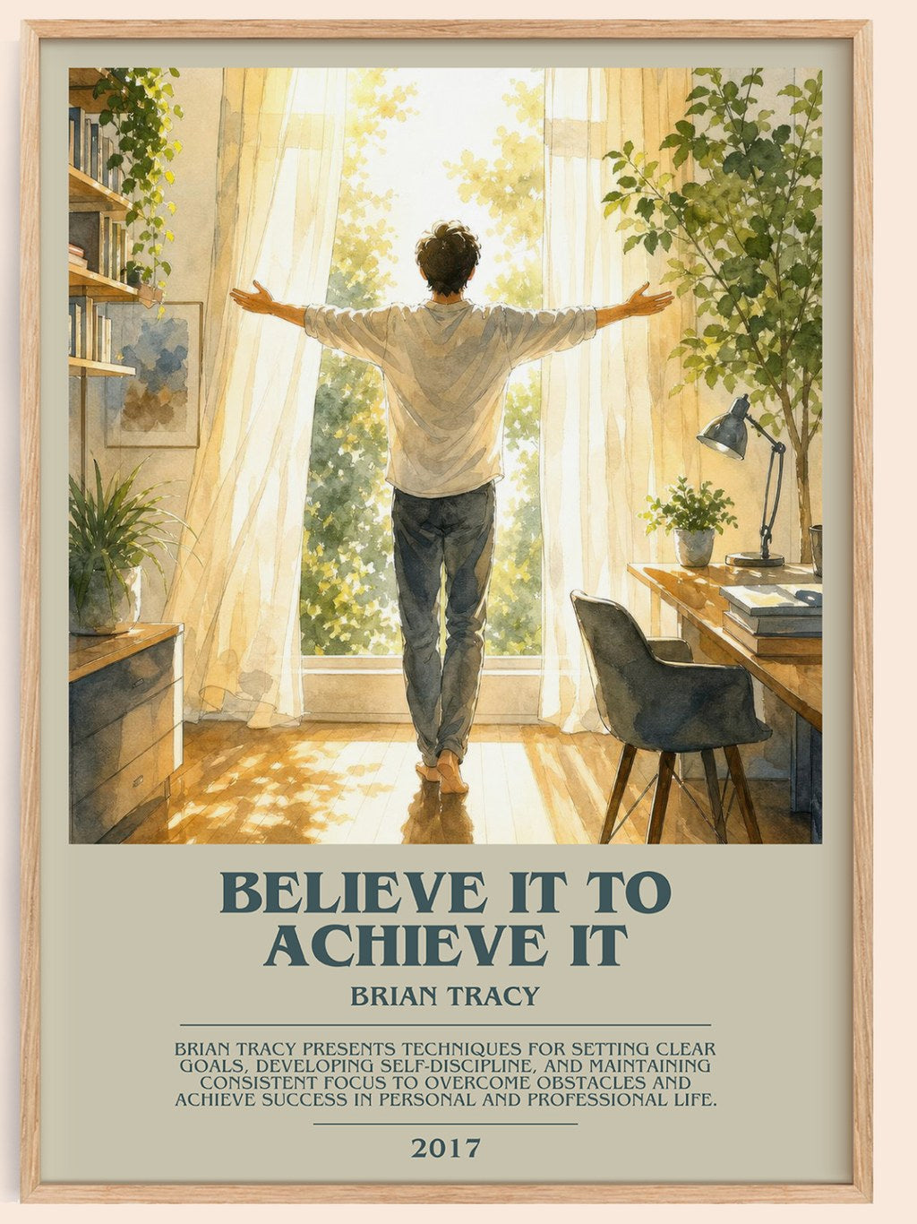 Believe It to Achieve It bookish book poster by Brian Tracy – framed literary art print