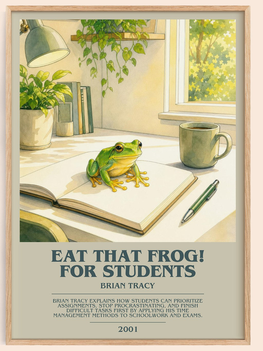 Eat That Frog! for Students bookish book poster by Brian Tracy – framed literary art print