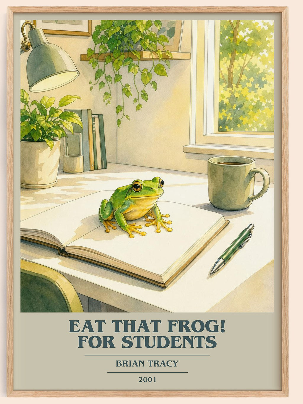 Eat That Frog! for Students book cover book poster by Brian Tracy – framed literary art print