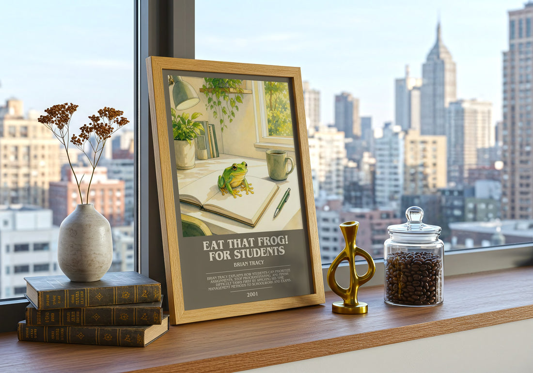 Eat That Frog! for Students bookish print framed by window – literary home decor