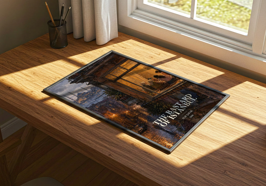 The Bastard of Istanbul watercolour book poster framed on wall – contemporary fiction wall art