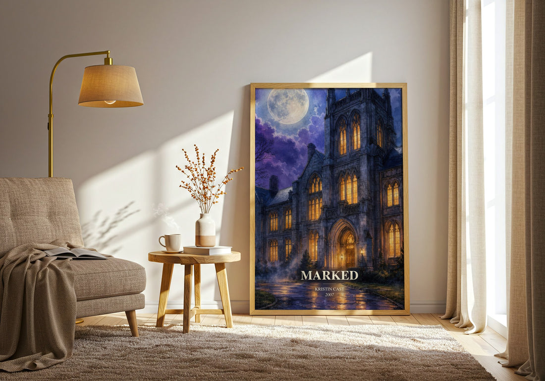 Marked watercolour print in frame leaning in hallway – young adult wall art
