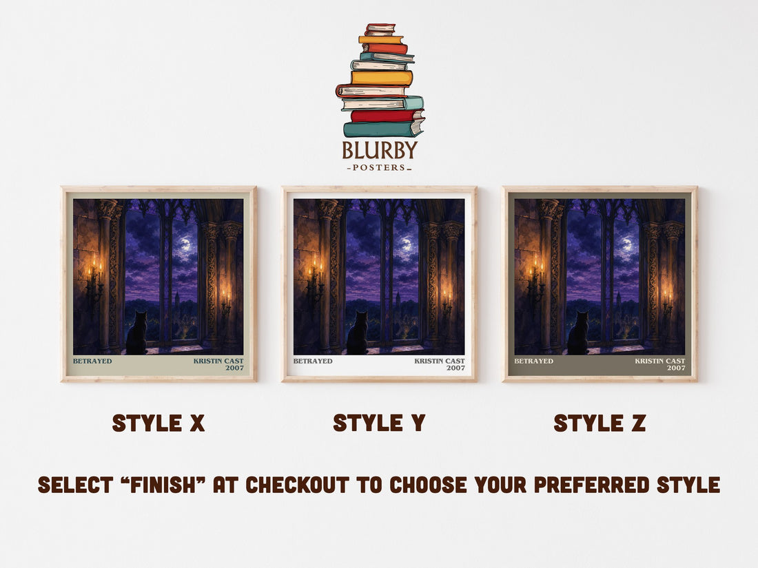 Betrayed literary print in frame leaning in hallway – young adult wall art (mockup)