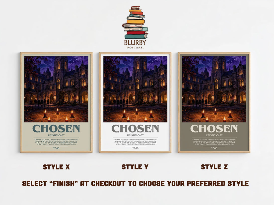 Chosen bookish print in frame leaning in hallway – young adult wall art (mockup)