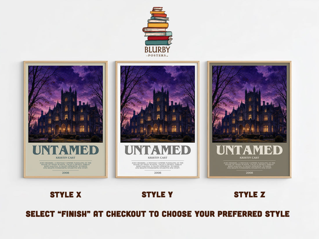 Untamed bookish print in frame leaning in hallway – young adult wall art (mockup)