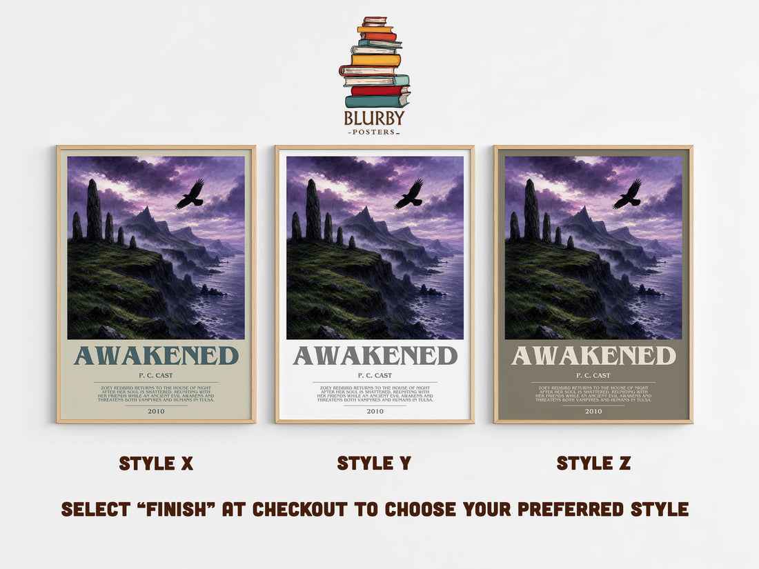 Awakened bookish print in frame leaning in hallway – young adult wall art (mockup)