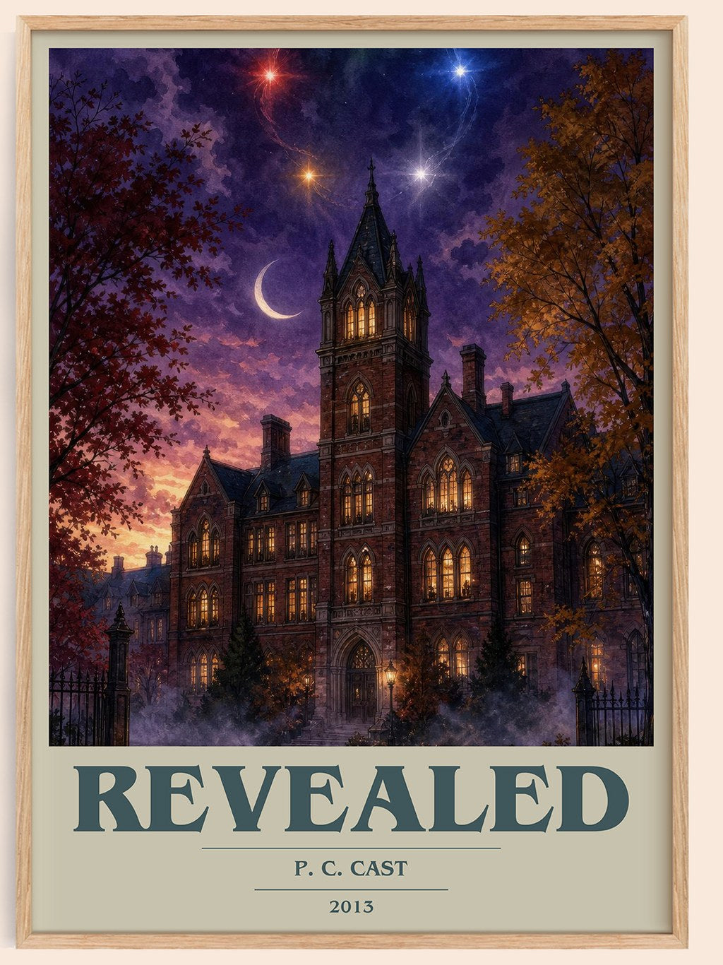 Revealed book cover book poster by P. C. Cast – framed literary art print