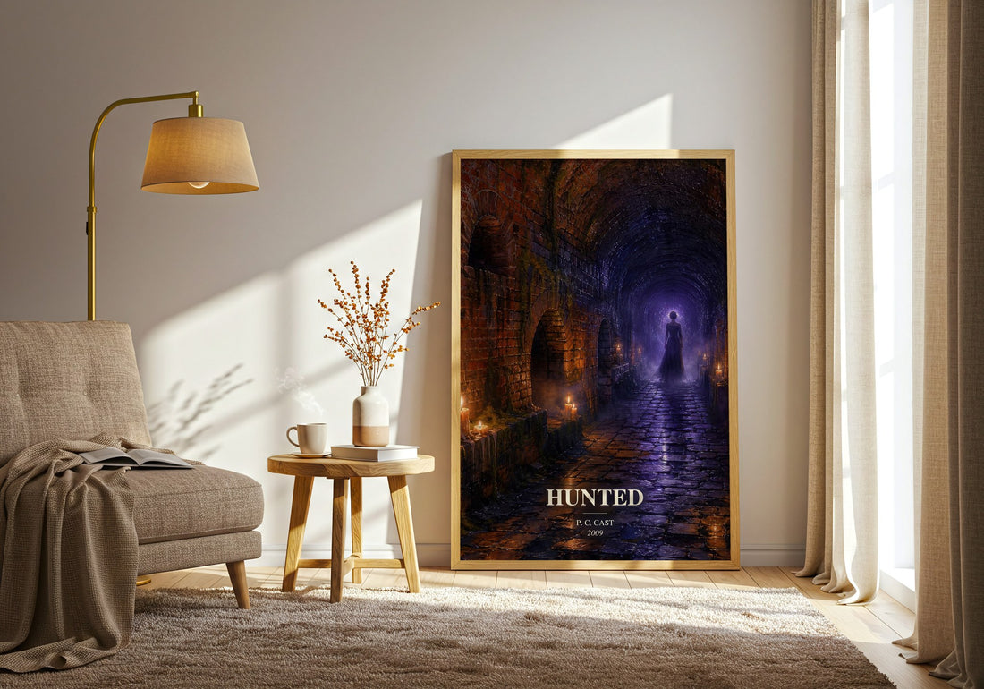 Hunted watercolour print in frame leaning in hallway – young adult wall art
