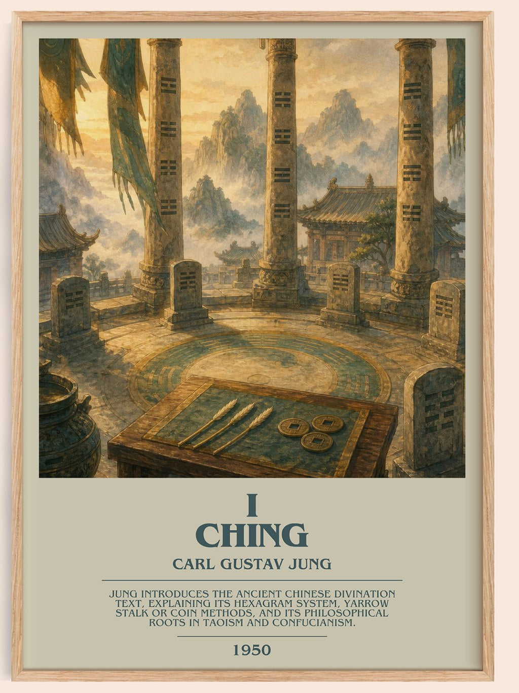 I Ching bookish book poster by Carl Gustav Jung – framed literary art print