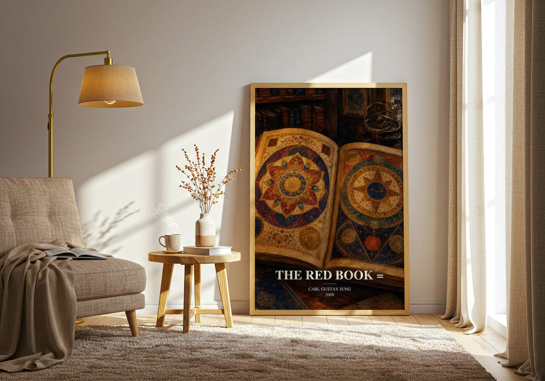 The red book = watercolour print in frame leaning in hallway – non fiction wall art