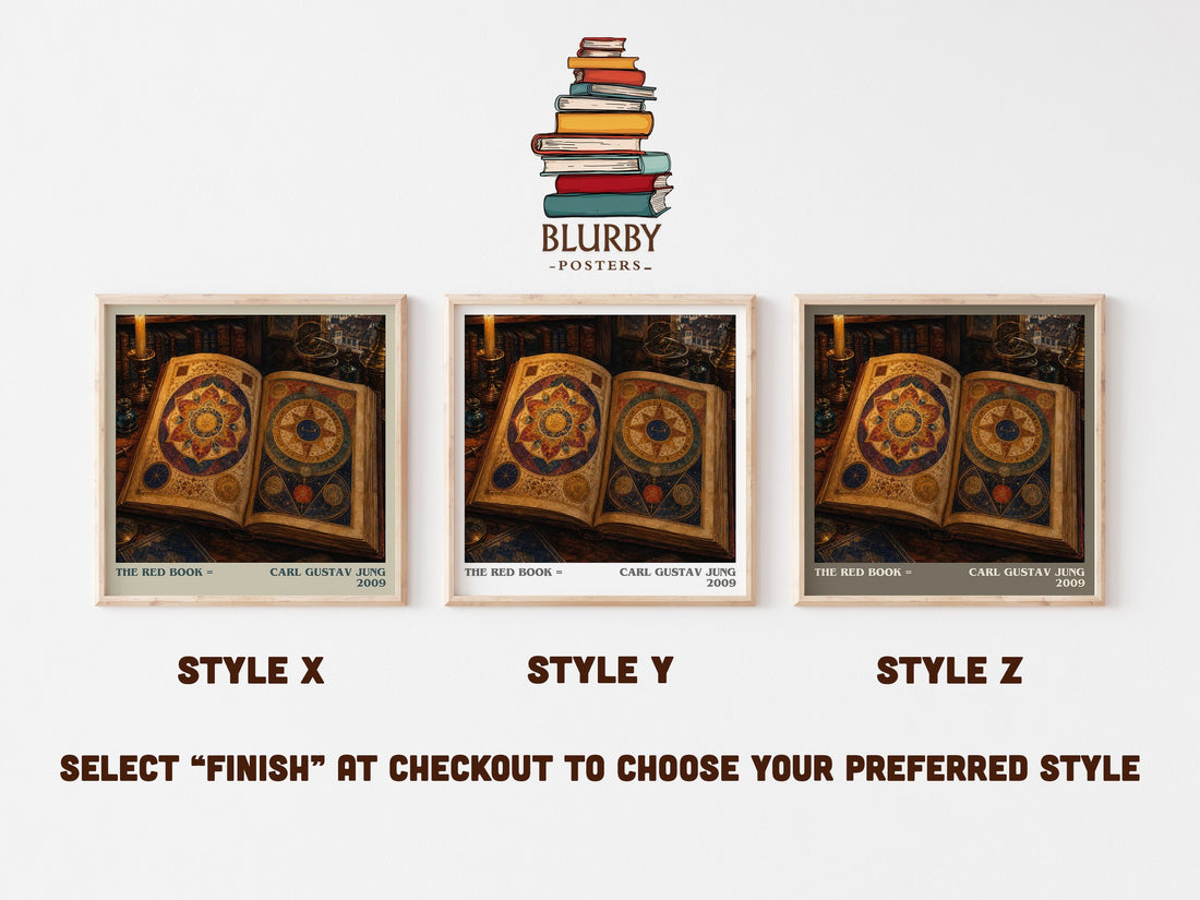The red book = literary print in frame leaning in hallway – non fiction wall art (mockup)