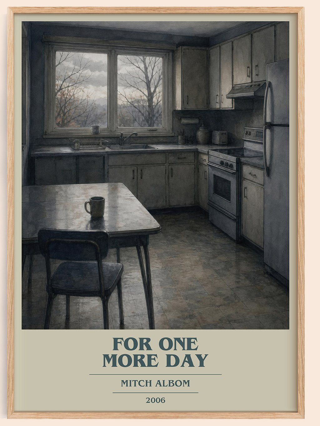 For One More Day book cover book poster by Mitch Albom – framed literary art print