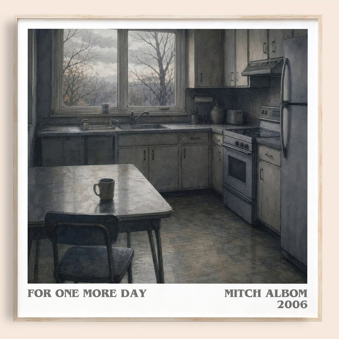 For One More Day literary book poster by Mitch Albom – framed literary art print