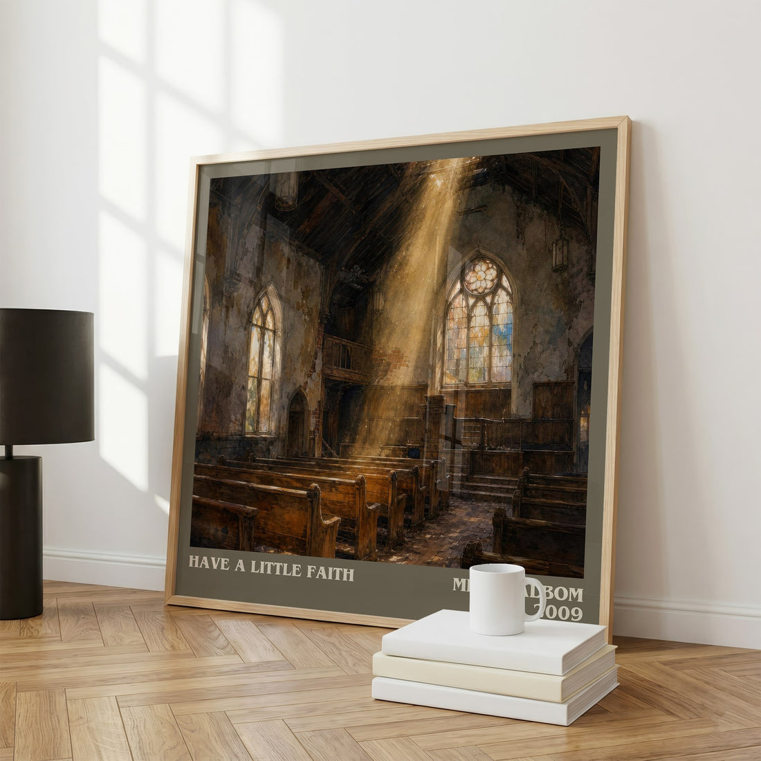 Have a little faith literary print framed by window – literary home decor