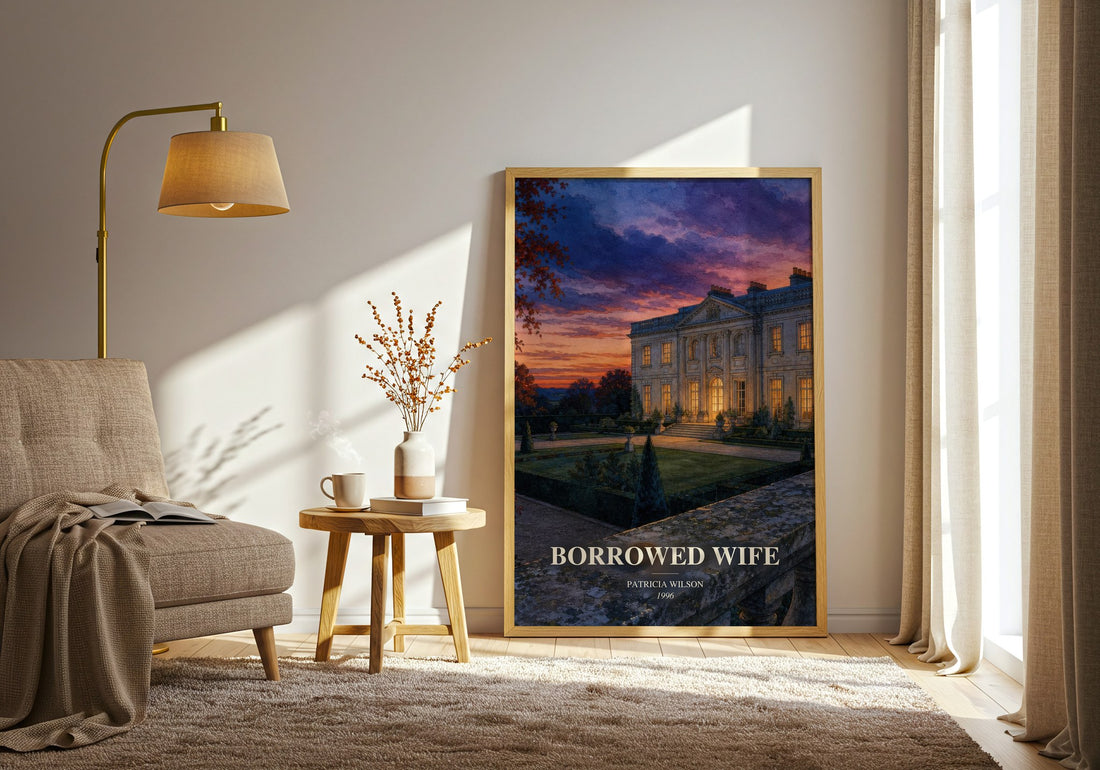 Borrowed Wife watercolour print in frame leaning in hallway – romance wall art