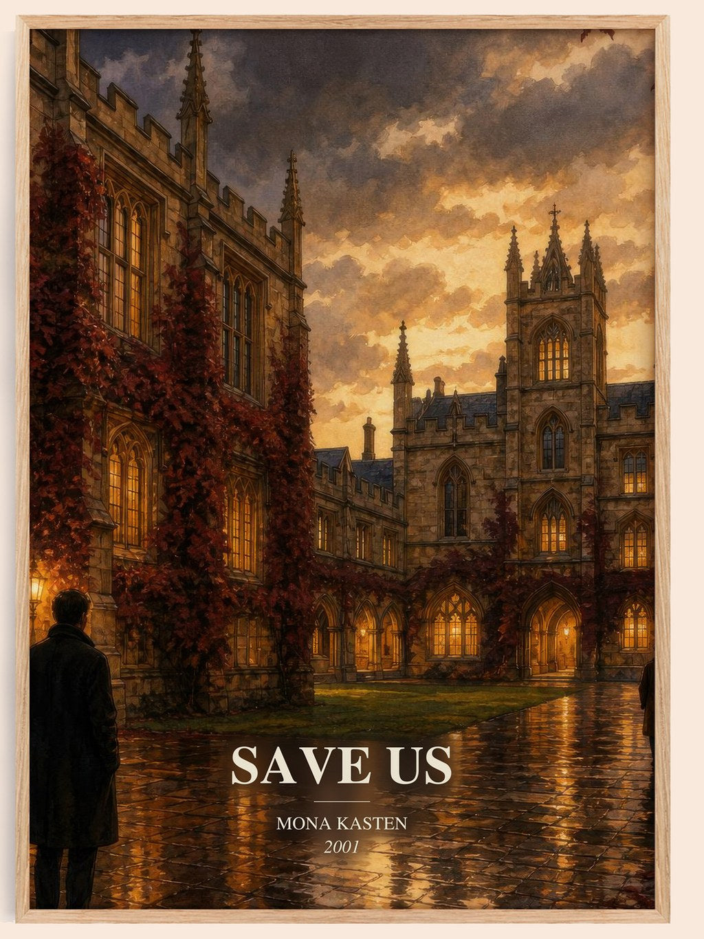 Save Us watercolour book poster by Mona Kasten – framed literary art print