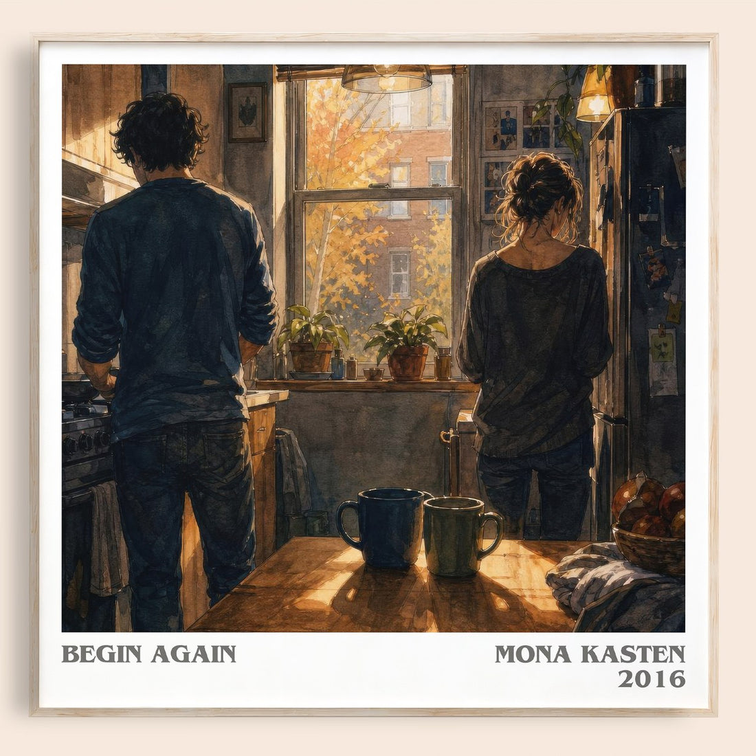 Begin Again literary book poster by Mona Kasten – framed literary art print